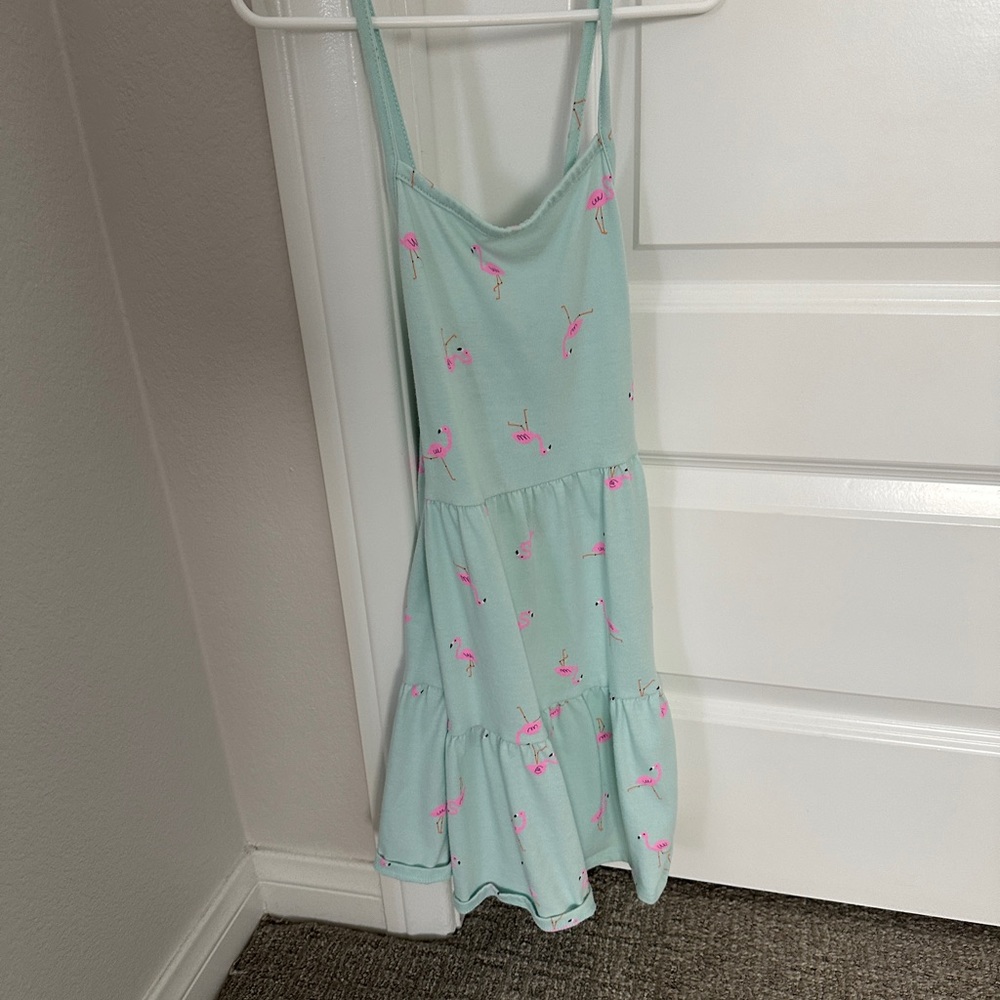 Girls Flamingo Print Summer Dress